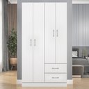 Ver imagem 1 de Guarda-roupa Solteiro Panamá 4 Portas 2 Gavetas Branco - Fellicci