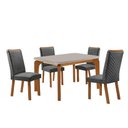 Ver imagem 4 de Mesa de Jantar Liz 4 Lugares Tampo MDF com Vidro e Cadeiras Lira Linho Grafite Nat Off Moderna