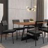 Mesa de Jantar 160cm + 6 Cadeiras Neo Estofadas Linho Np - 3