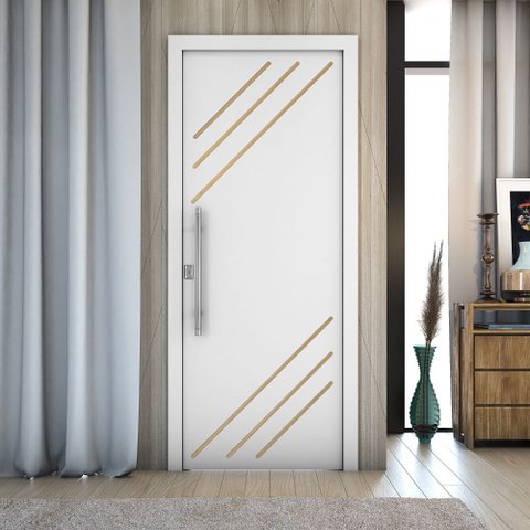 Porta Residencial R30K 210x80 Frisada Acabamento UV:Branco