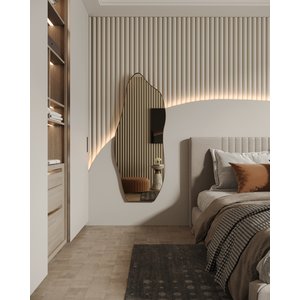 Espelho Orgânico Moldura em Couro 150x60 E06 Corpo Inteiro Quarto Grande Moderno Luxo Couro Caramelo