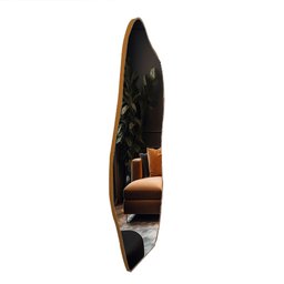 Espelho Orgânico Moldura em Couro 150x60 E06 Corpo Inteiro Quarto Grande Moderno Luxo Couro Caramelo - 5