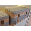 Ver imagem 1 de Baú Decorativo em Mdf e Couro Sintético Cinza 50cm 16705-pl