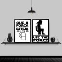 Ver imagem 2 de Kit 2 Quadros Banheiro Use The Force 45x34cm:Madeira branca