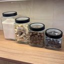 Ver imagem 3 de 3 Potes de Vidro Tampa Metal Preto 2,2l 1,7l 1,2l Gastro Lyor Porta Mantimentos Alimentos