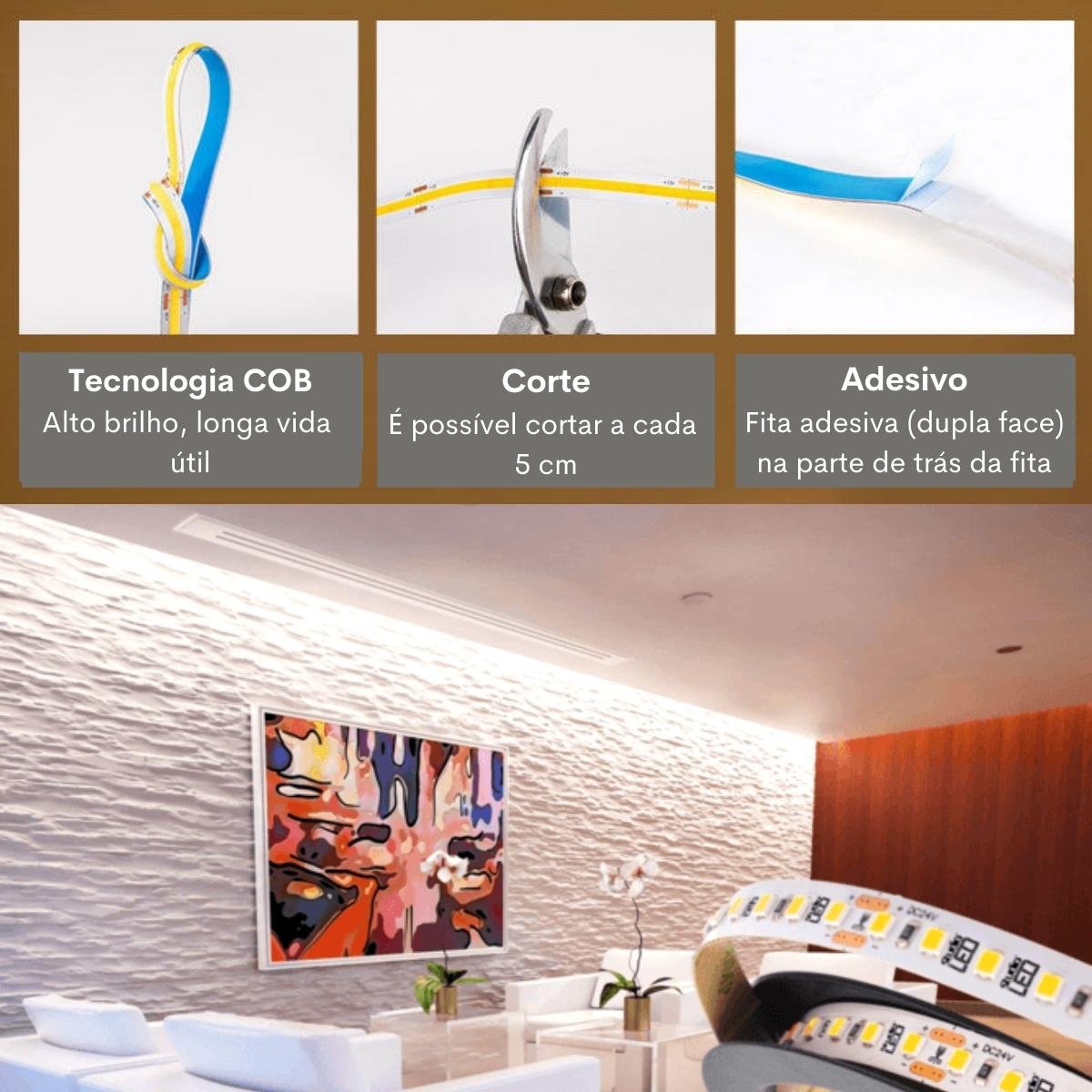 Striscia LED COB 12V 24V Ultra sottile 8MM Nastro luminoso con spina DC / filo 2pin Illuminazione lineare dimmerabile Decorazione lampada ad alta