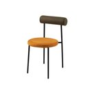 Ver imagem 1 de Cadeira Lana Base Aço Preto Assento Camurça Caramelo Encosto Tricô Verde - Ooca Móveis