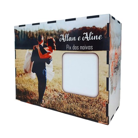 Cofre Pix Dos Noivos Nossa Lua de Mel com Qr Code para Festa de Casamento