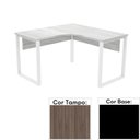 Ver imagem 1 de Mesa de Escritório em L Pé Tubular Pe25 em Mdp 125 x 125 x 60cm Cor Walnut e Base Preta