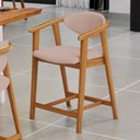 Ver imagem 2 de Banqueta Baixa para Cozinha Sala de Jantar Bancada Cecília L02 Linho Rosê - Lyam Decor