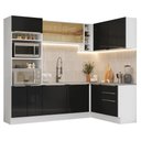 Ver imagem 2 de Armário de Cozinha Completa de Canto 399 Cm Branco/pretolux Madesa 01