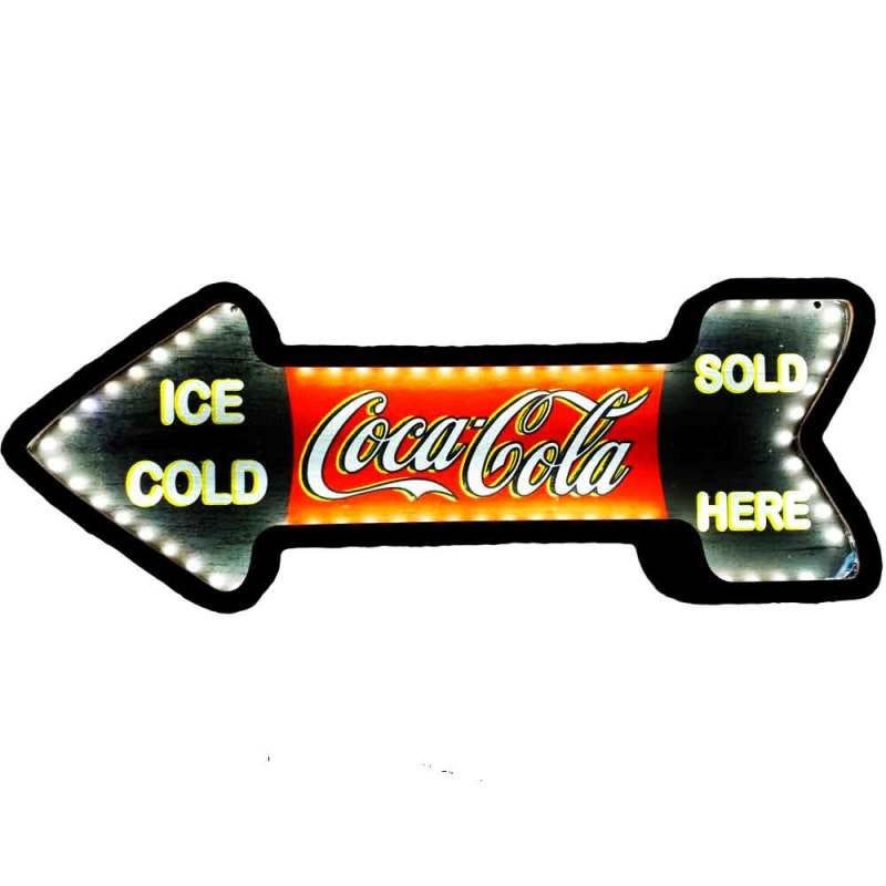 Placa Decorativa Mdf Com Led Seta Retrô Coca Cola - 1