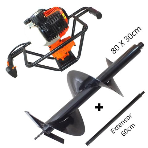 Perfurador de Solo Vulcan VPS520 Broca 80x30cm Com Extensor 60cm Ideal Para o Plantio na