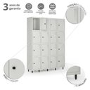 Ver imagem 5 de Armário Roupeiro Locker Guarda-Volume de Aço 16 Portas Pequenas com Fecho para Cadeado Vestiário Cinza