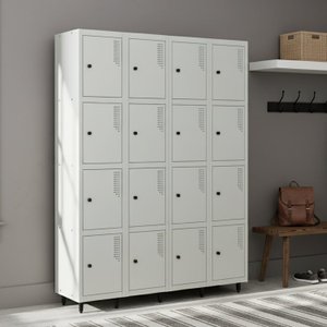 Armário Roupeiro Locker Guarda-volume de Aço 16 Portas Pequenas com Fecho para Cadeado Vestiário