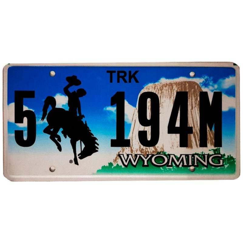 Placa De Carro De Metal Importada 5 194m Wyoming - 1