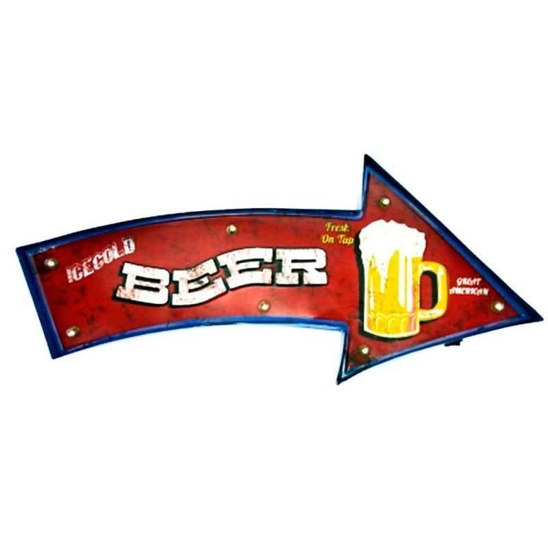 Placa Led Retrô Seta Beer - 2