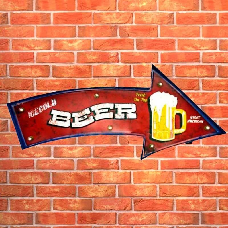 Placa Led Retrô Seta Beer - 1