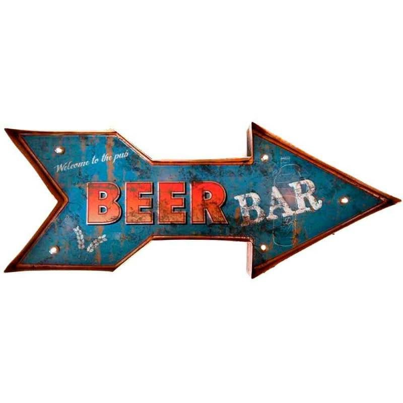 Placa Led Retrô Seta Beer Bar - 2