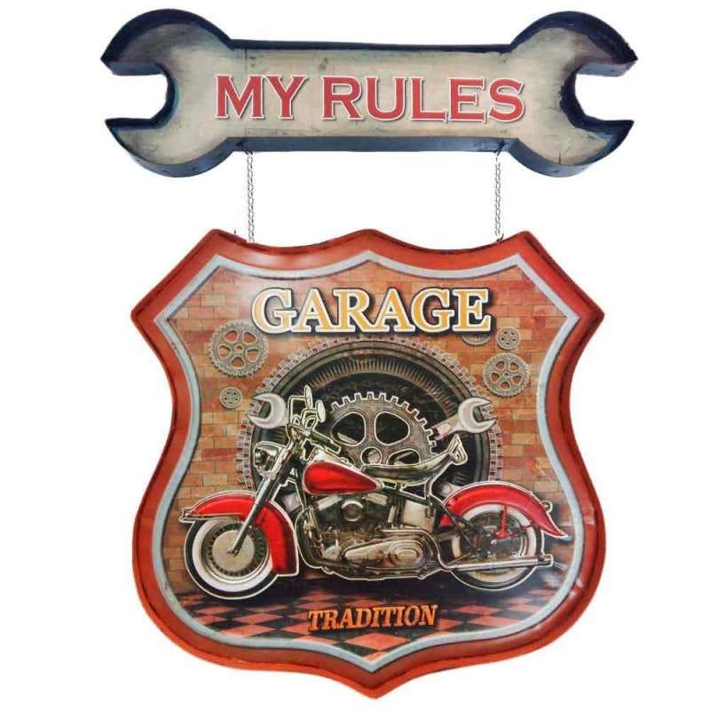 Placa Ferramenta De Garagem My Rules Grande - 1