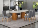 Ver imagem 7 de Conjunto Sala de Jantar Ísis 2,00m com 6 Cadeiras Tampo Orgânico Off White c/ Vidro Cinamomo/Linho C