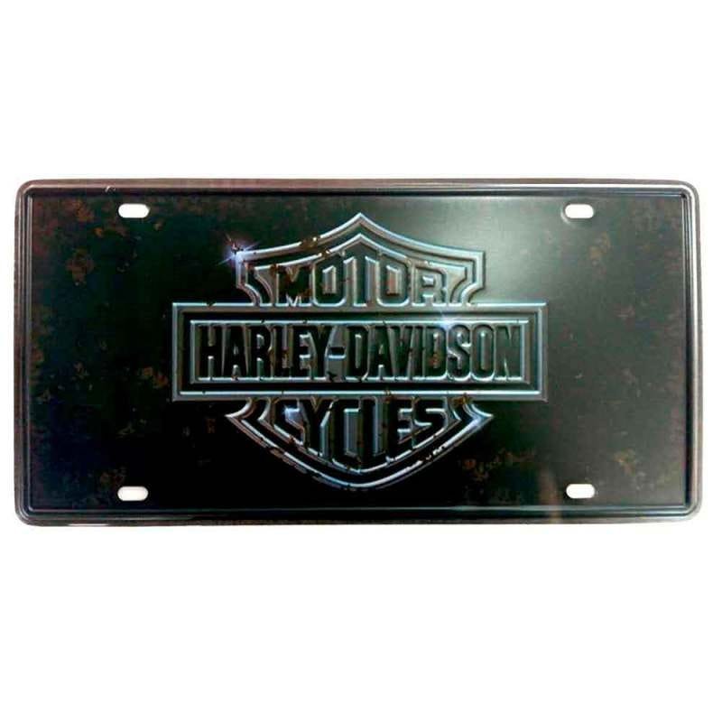 Placa De Carro Harley Davidson Preta - 1