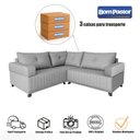 Ver imagem 2 de Sofá 4 Lugares 1,77x1,77m Canto Leona Plus Bom Pastor Linho Cinza