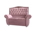 Ver imagem 1 de KIT Cabeceira + Recamier Baú Dunas Dubái veludo Rosê Linha Alta 1,40 casal Dalaqua-Decor