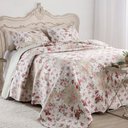 Ver imagem 1 de Kit Cobre Leito Colcha Mix King Estampado Dupla Face Floral 3 Peças - Isabela