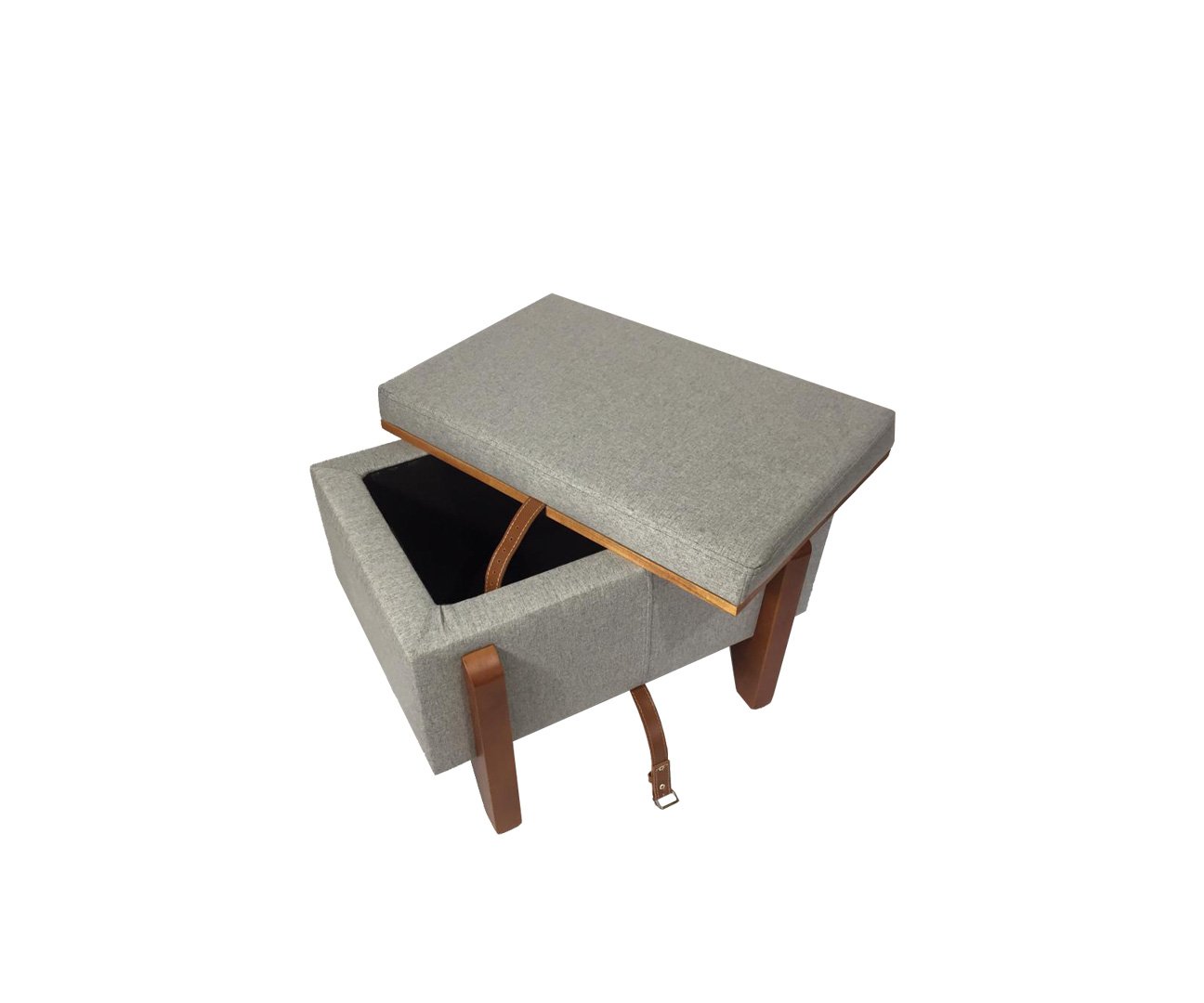 Puff Baú Decorativo e Mesa de Centro Flex Retangular Linho Cinza Claro - 4