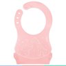 Babador Silicone Para Bebê +3 Meses Impermeável com Bolso Coletor de Migalhas Buba - Rosa - 5