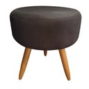 Ver imagem 1 de Puff Puff Decorativo Lavínia Redondo Suede Marrom Pés Palito Madeira Ms Decor
