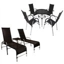 Ver imagem 1 de Kit 4 Cadeiras Vênus e Mesa Garden, 2 Espreguiçadeiras Catar e Mesa Emily para Jardim, Piscina Trama