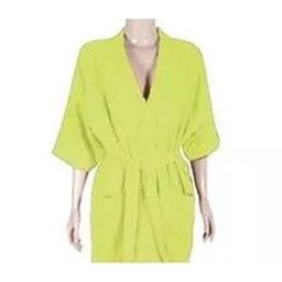 Roupão de Banho 100% Algodão Manga Curta Tamanho Único Amarelo - 4