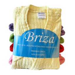 Roupão de Banho 100% Algodão Manga Curta Tamanho Único Amarelo - 1