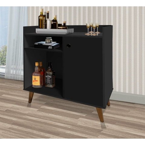 Cantinho do Café Madri Romar Móveis – Design Compacto Multiuso Preto
