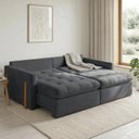 Ver imagem 2 de Sofá Cama 3 Lugares Retrátil Reclinável 220cm Veludo com Molas Ensacadas Atena Yescasa Grafite