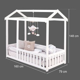 Cama Infantil Montessoriana com Grade Nina Branco Com Colchão - 2