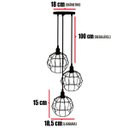 Ver imagem 2 de Lustre Pendente Aramado Triplo Globo Cabo Regulável Luminária Agp Ilumini Retro Globo Luxtpenar Cobr