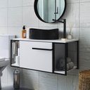 Ver imagem 5 de Gabinete Suspenso para Banheiro 80cm P1019 Branco com Cuba Berlin Preta
