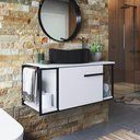 Ver imagem 2 de Gabinete Suspenso para Banheiro 80cm P1019 Branco com Cuba Berlin Preta