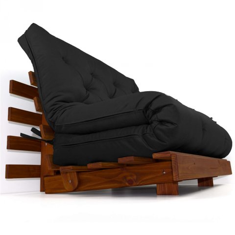 Sofá Cama Casal Futon Tokio Madeira Maciça Cor Imbuia