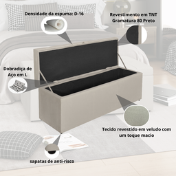 Calçadeira Baú Recamier King 195cm Carla Veludo:bege - 4
