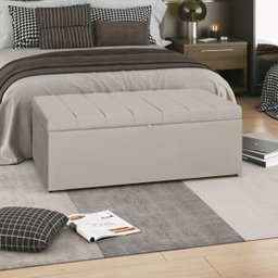 Calçadeira Baú Recamier King 195cm Carla Veludo:bege - 2