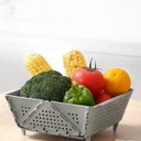 Ver imagem 7 de Cesta Secar Frutas Verduras Vegetais Dobravel Escoa Lava Alimentos Porta Objetos Organizador Cozinha