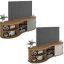 Ver imagem 5 de Rack Magnum P/ Tv até 75" com Porta Ripada Carvalho/off White-menta - Artely