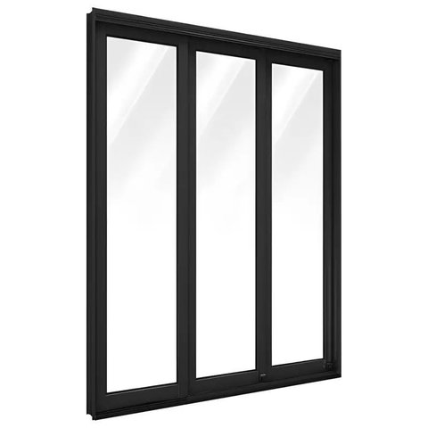 Porta de Sacada de Correr de Alumínio Preto 3 Folhas Móveis Cmc Esquadrias Linha Classic -210ax180l