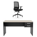 Ver imagem 1 de Conjunto Mesa de Escritório 160x60cm com Gaveta + Cadeira Netflex Ergonômica Premium
