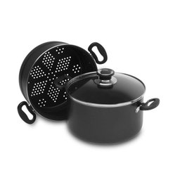 Panela Cozimento a Vapor Cozi Vapore Eirilar Antiaderente Tampa de Vidro - 1