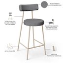 Ver imagem 4 de Kit 02 Banquetas Baixa Cozinha Sala Jantar Bancada Milão Arena L02 Linho Cinza Escuro - lyam decor